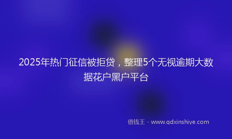 2025年热门征信被拒贷，整理5个无视逾期大数据花户黑户平台