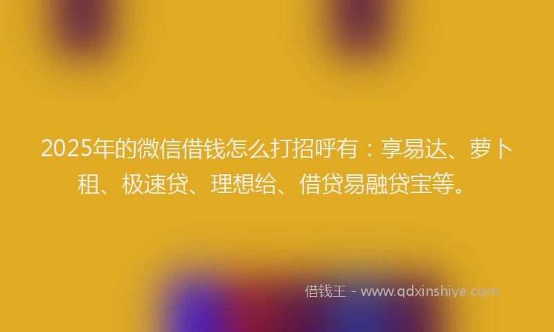 2025年的微信借钱怎么打招呼有：享易达、萝卜租、极速贷、理想给、借贷易融贷宝等。