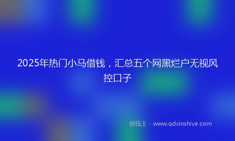 2025年热门小马借钱，汇总五个网黑烂户无视风控口子