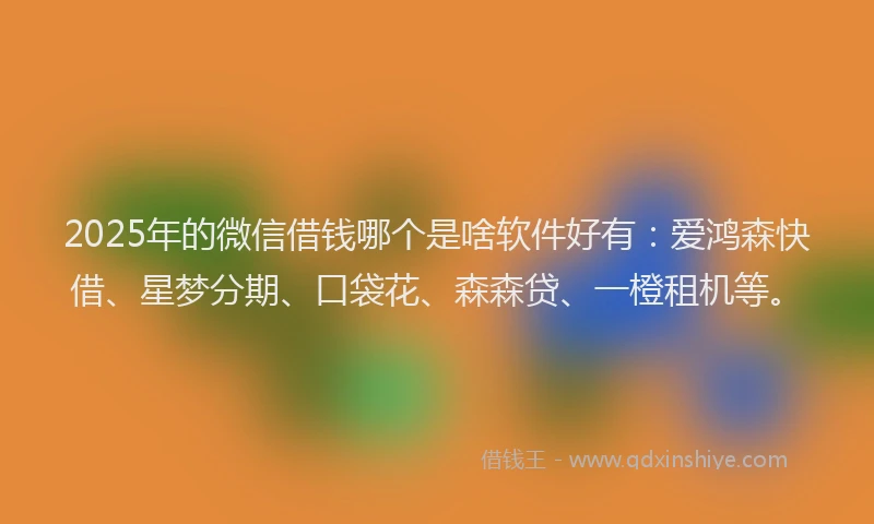 2025年的微信借钱哪个是啥软件好有：爱鸿森快借、星梦分期、口袋花、森森贷、一橙租机等。