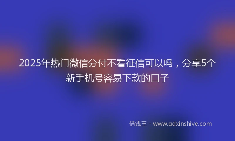 2025年热门微信分付不看征信可以吗，分享5个新手机号容易下款的口子