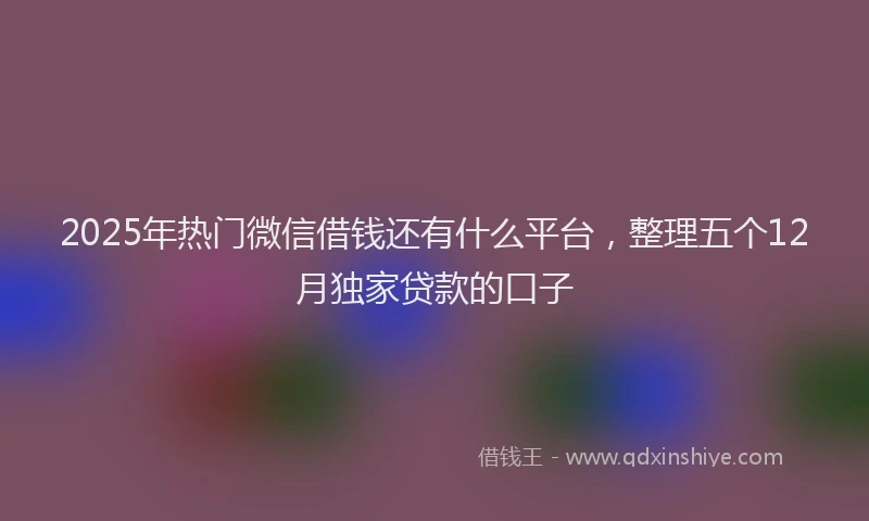 2025年热门微信借钱还有什么平台，整理五个12月独家贷款的口子
