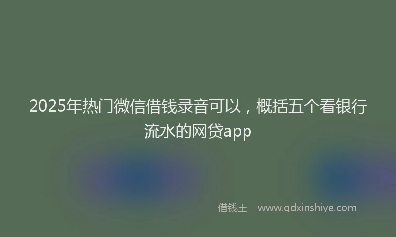 2025年热门微信借钱录音可以,概括五个看银行流水的网贷app