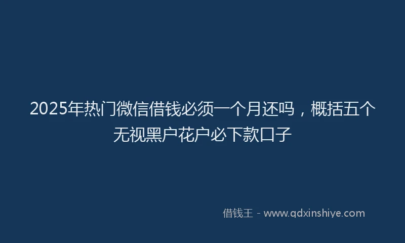 2025年热门微信借钱必须一个月还吗,概括五个无视黑户花户必下款口子