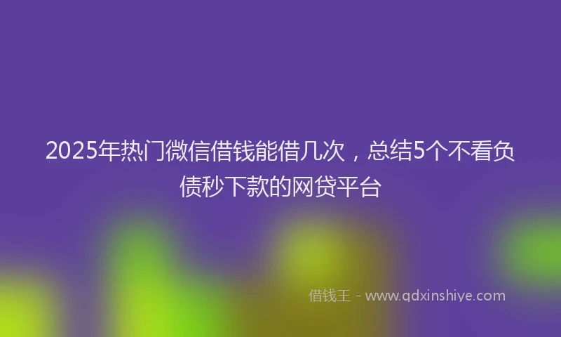 2025年热门微信借钱能借几次，总结5个不看负债秒下款的网贷平台