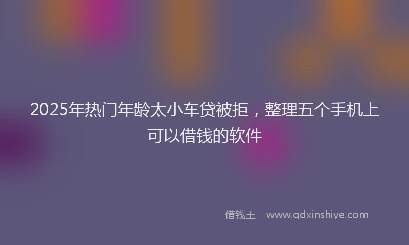 2025年热门年龄太小车贷被拒，整理五个手机上可以借钱的软件