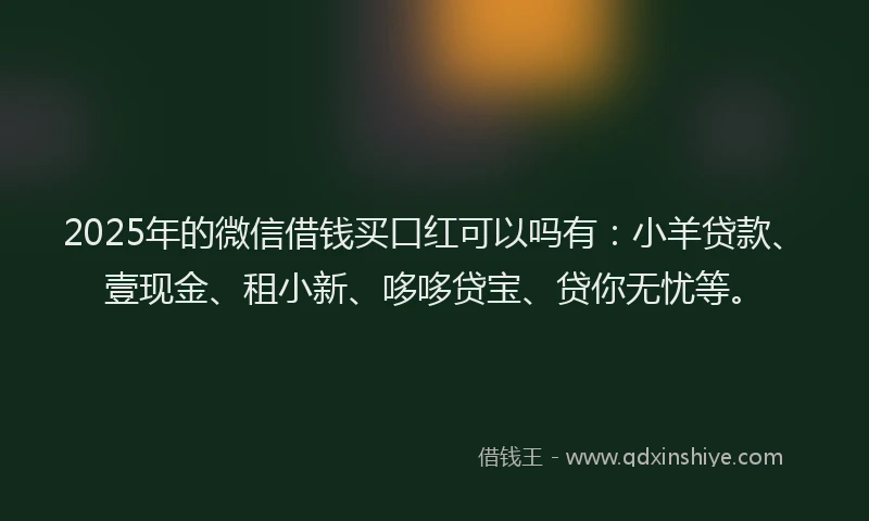 2025年的微信借钱买口红可以吗有：小羊贷款、壹现金、租小新、哆哆贷宝、贷你无忧等。