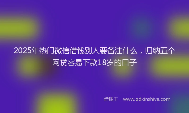 2025年热门微信借钱别人要备注什么，归纳五个网贷容易下款18岁的口子