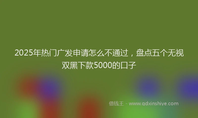 2025年热门广发申请怎么不通过，盘点五个无视双黑下款5000的口子