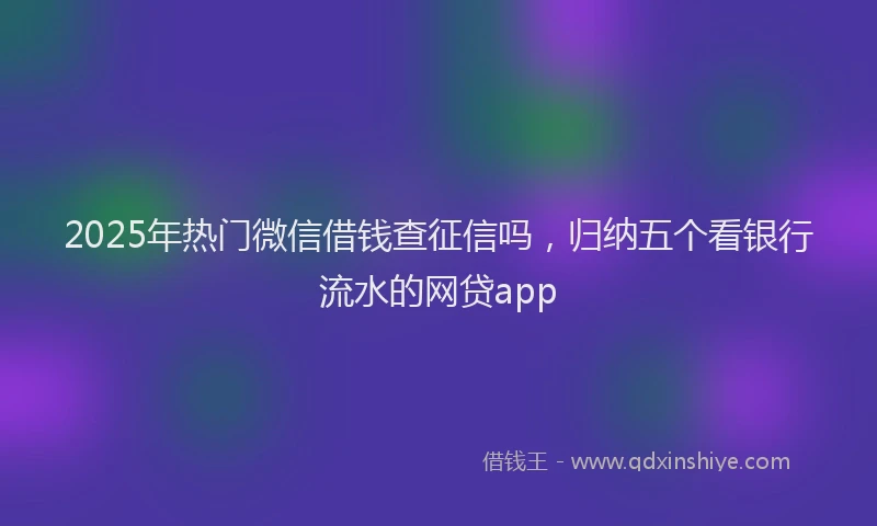 2025年热门微信借钱查征信吗，归纳五个看银行流水的网贷app