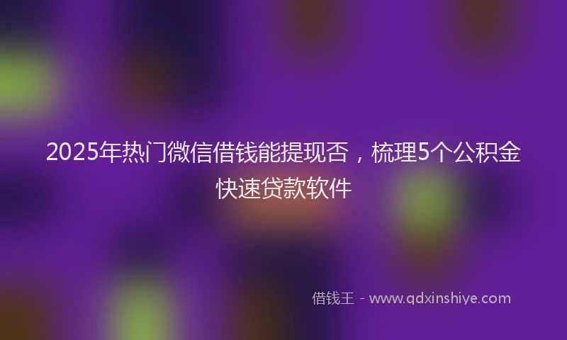 2025年热门微信借钱能提现否，梳理5个公积金快速贷款软件
