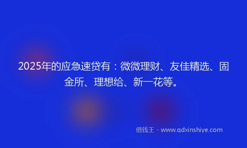 2025年的应急速贷有：微微理财、友佳精选、固金所、理想给、新一花等。
