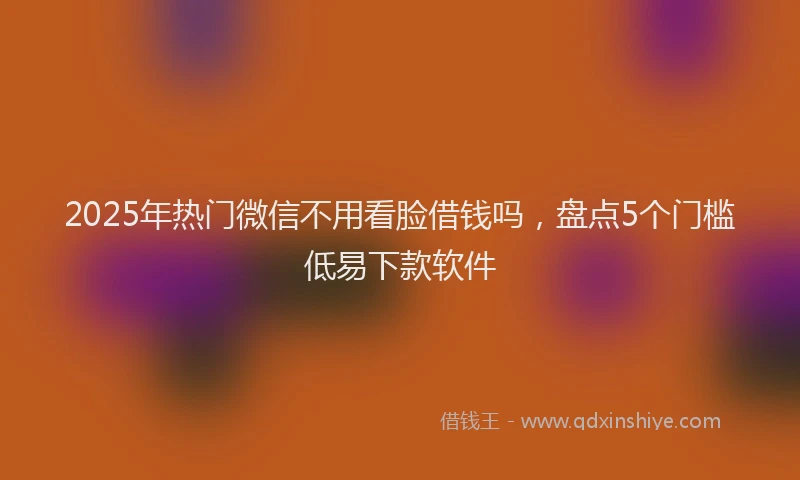 2025年热门微信不用看脸借钱吗，盘点5个门槛低易下款软件