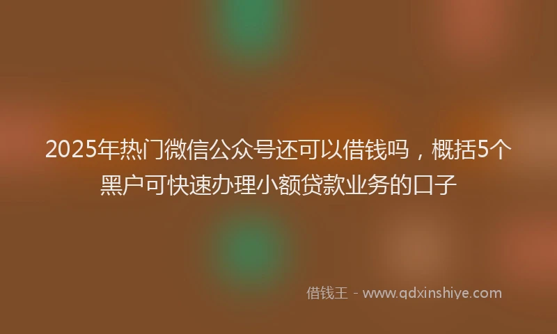 2025年热门微信公众号还可以借钱吗，概括5个黑户可快速办理小额贷款业务的口子
