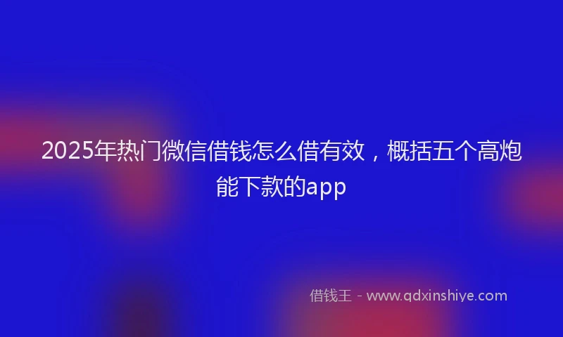 2025年热门微信借钱怎么借有效，概括五个高炮能下款的app