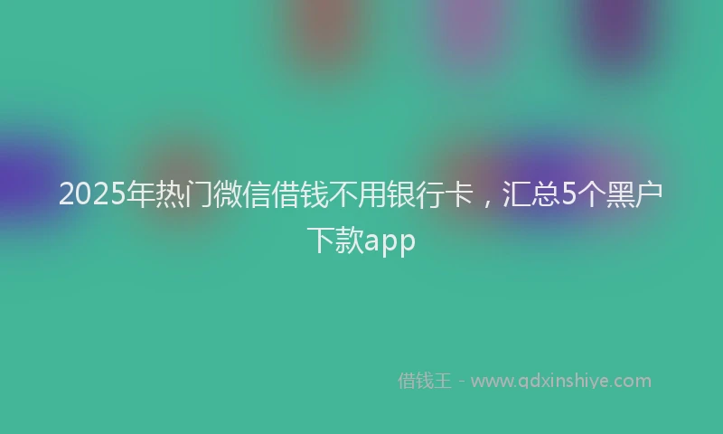 2025年热门微信借钱不用银行卡，汇总5个黑户下款app