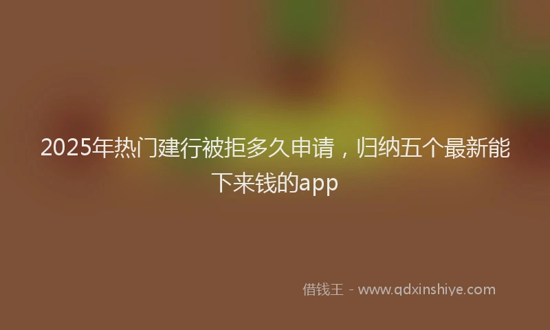2025年热门建行被拒多久申请，归纳五个最新能下来钱的app