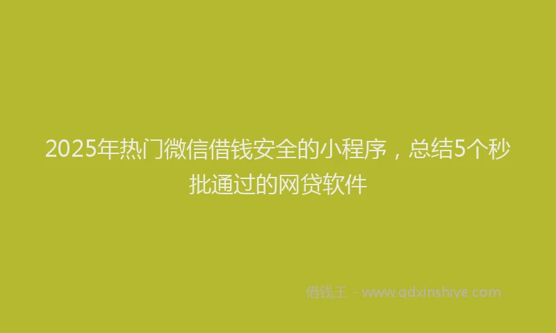 2025年热门微信借钱安全的小程序,总结5个秒批通过的网贷软件
