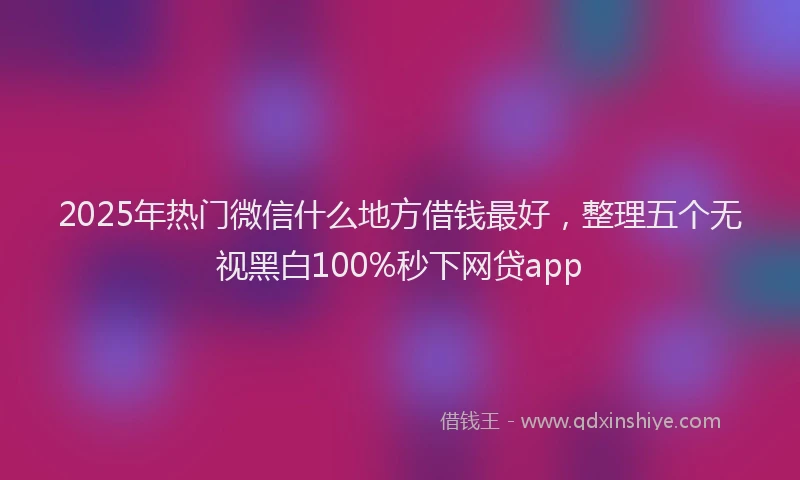 2025年热门微信什么地方借钱最好，整理五个无视黑白100%秒下网贷app