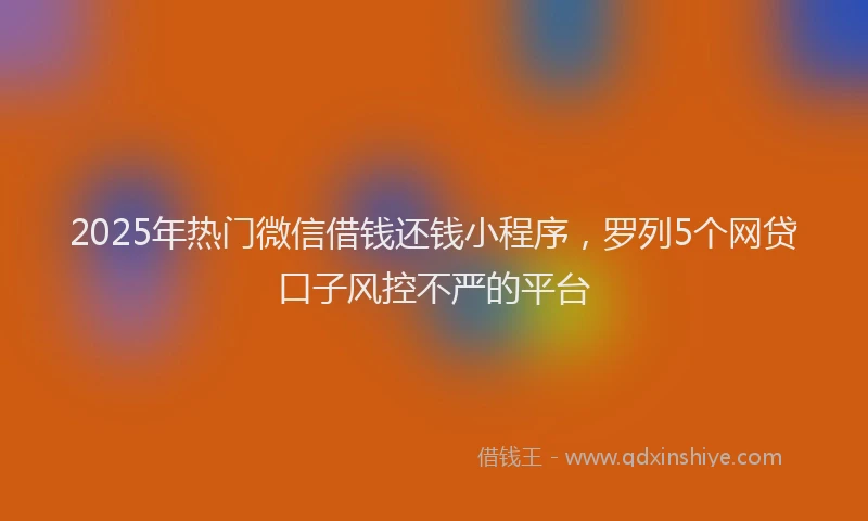 2025年热门微信借钱还钱小程序，罗列5个网贷口子风控不严的平台