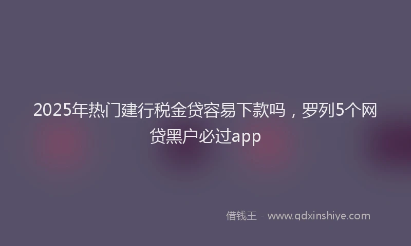 2025年热门建行税金贷容易下款吗，罗列5个网贷黑户必过app