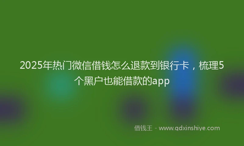 2025年热门微信借钱怎么退款到银行卡，梳理5个黑户也能借款的app