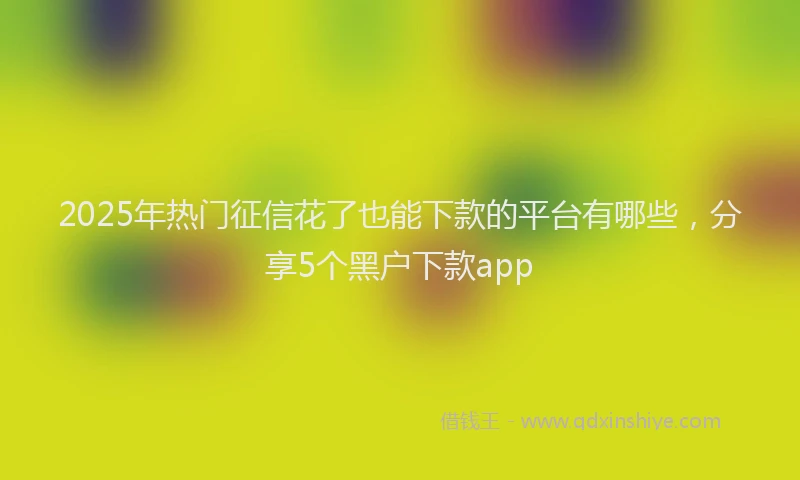 2025年热门征信花了也能下款的平台有哪些，分享5个黑户下款app
