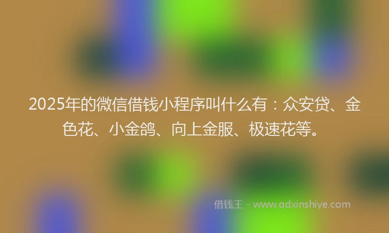 2025年的微信借钱小程序叫什么有：众安贷、金色花、小金鸽、向上金服、极速花等。