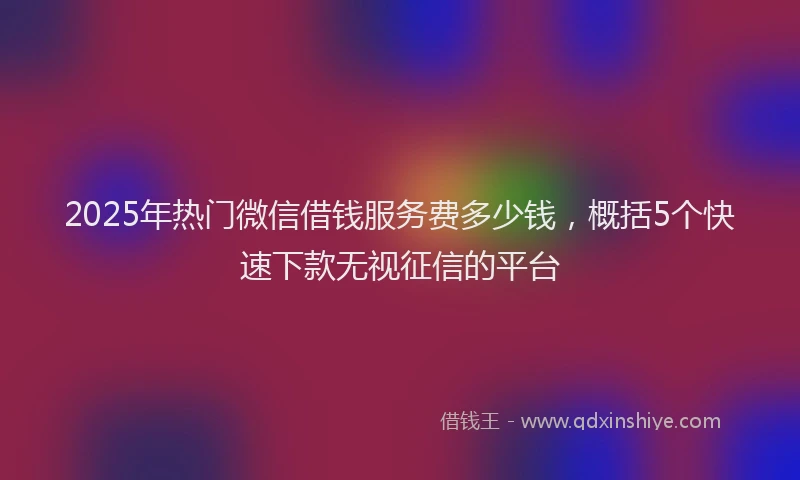 2025年热门微信借钱服务费多少钱，概括5个快速下款无视征信的平台