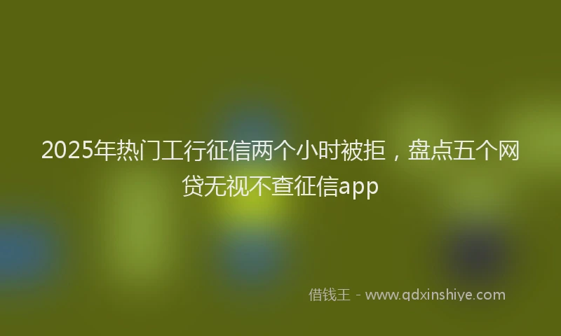 2025年热门工行征信两个小时被拒，盘点五个网贷无视不查征信app