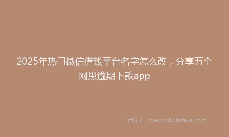 2025年热门微信借钱平台名字怎么改，分享五个网黑逾期下款app