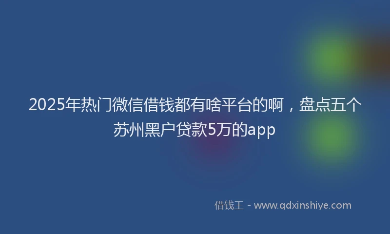 2025年热门微信借钱都有啥平台的啊，盘点五个苏州黑户贷款5万的app