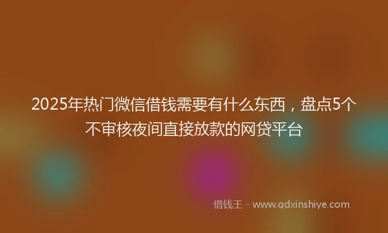 2025年热门微信借钱需要有什么东西，盘点5个不审核夜间直接放款的网贷平台