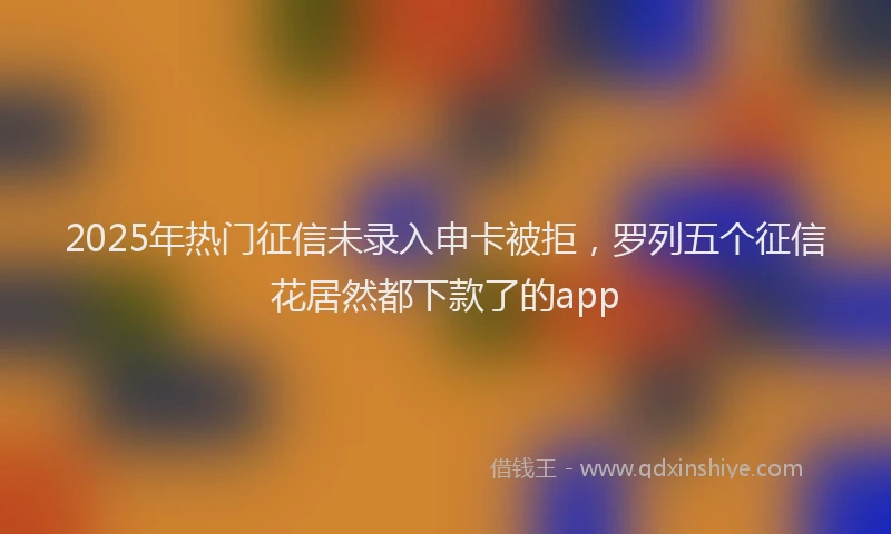 2025年热门征信未录入申卡被拒，罗列五个征信花居然都下款了的app