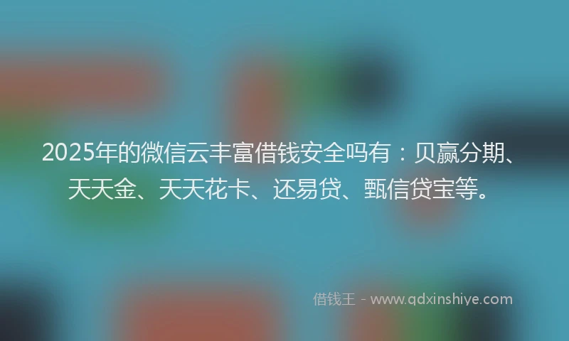 2025年的微信云丰富借钱安全吗有：贝赢分期、天天金、天天花卡、还易贷、甄信贷宝等。