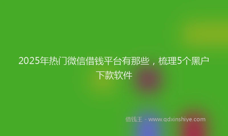 2025年热门微信借钱平台有那些，梳理5个黑户下款软件