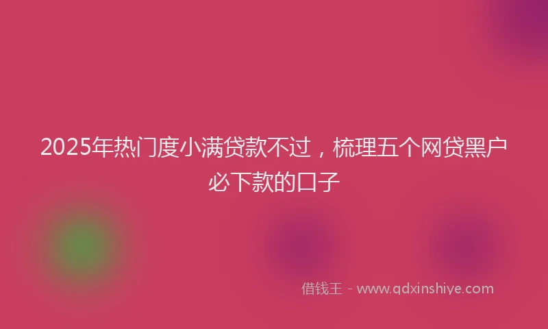 2025年热门度小满贷款不过，梳理五个网贷黑户必下款的口子