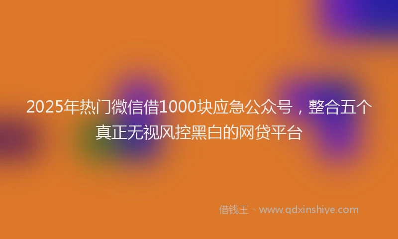 2025年热门微信借1000块应急公众号，整合五个真正无视风控黑白的网贷平台