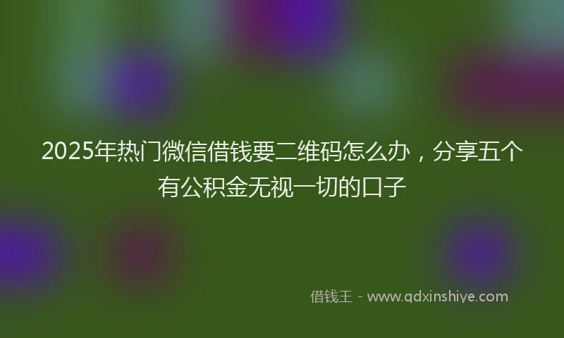 2025年热门微信借钱要二维码怎么办,分享五个有公积金无视一切的口子