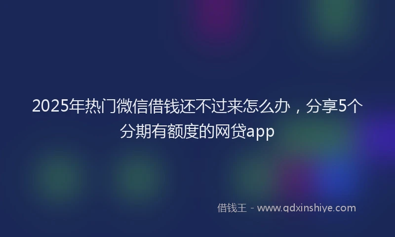 2025年热门微信借钱还不过来怎么办，分享5个分期有额度的网贷app