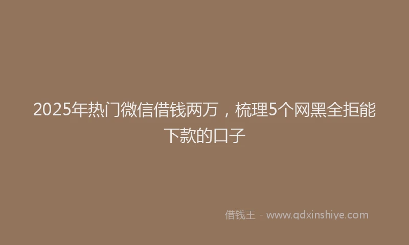2025年热门微信借钱两万，梳理5个网黑全拒能下款的口子