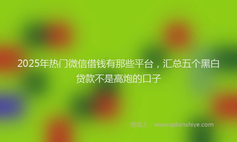2025年热门微信借钱有那些平台，汇总五个黑白贷款不是高炮的口子