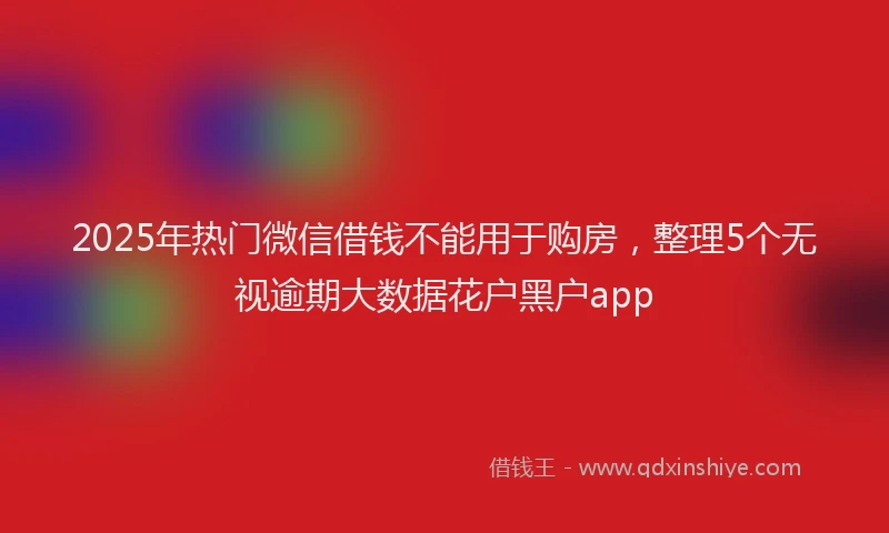 2025年热门微信借钱不能用于购房，整理5个无视逾期大数据花户黑户app