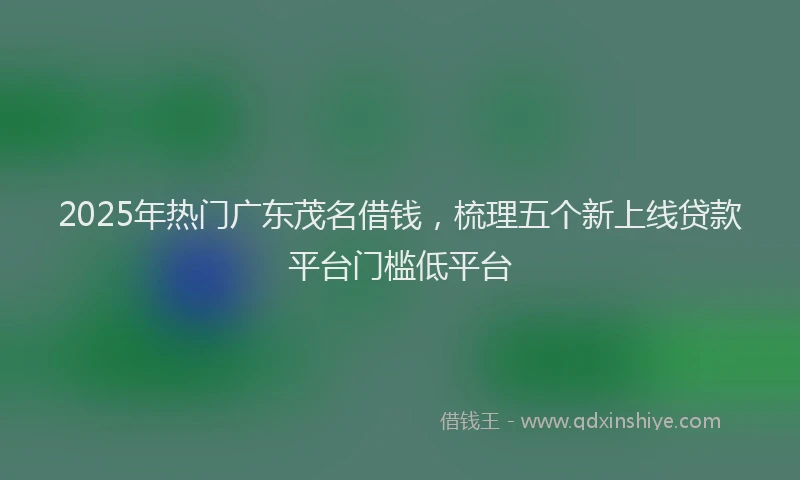 2025年热门广东茂名借钱，梳理五个新上线贷款平台门槛低平台