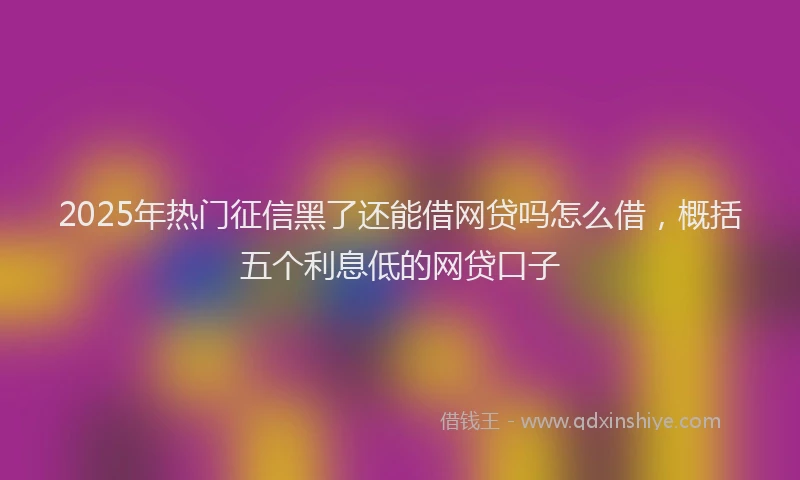2025年热门征信黑了还能借网贷吗怎么借，概括五个利息低的网贷口子