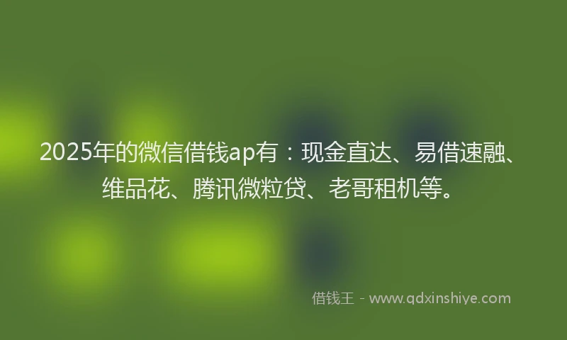 2025年的微信借钱ap有：现金直达、易借速融、维品花、腾讯微粒贷、老哥租机等。