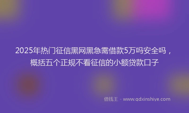2025年热门征信黑网黑急需借款5万吗安全吗，概括五个正规不看征信的小额贷款口子