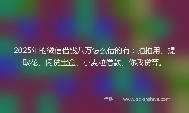 2025年的微信借钱八万怎么借的有：拍拍用、提取花、闪贷宝盒、小麦粒借款、你我贷等。