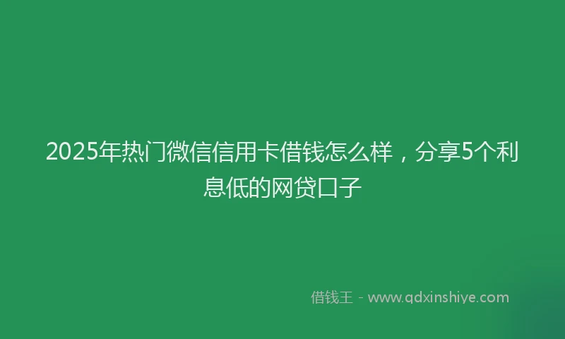 2025年热门微信信用卡借钱怎么样，分享5个利息低的网贷口子