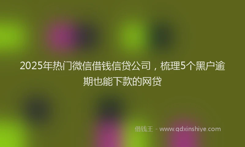2025年热门微信借钱信贷公司，梳理5个黑户逾期也能下款的网贷